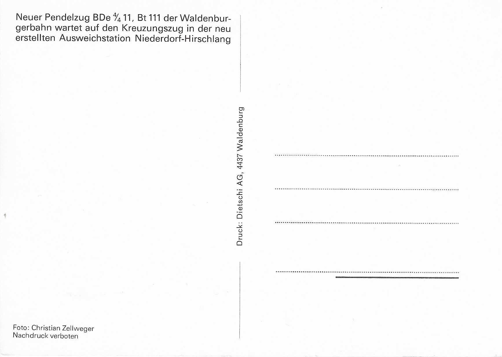 Cartoline postali: Neuer Pendelzug BDe 4/4 Waldenburgerbahn – Nuovo (secondo la descrizione) da Rothrist venduto da Stranglehold 1