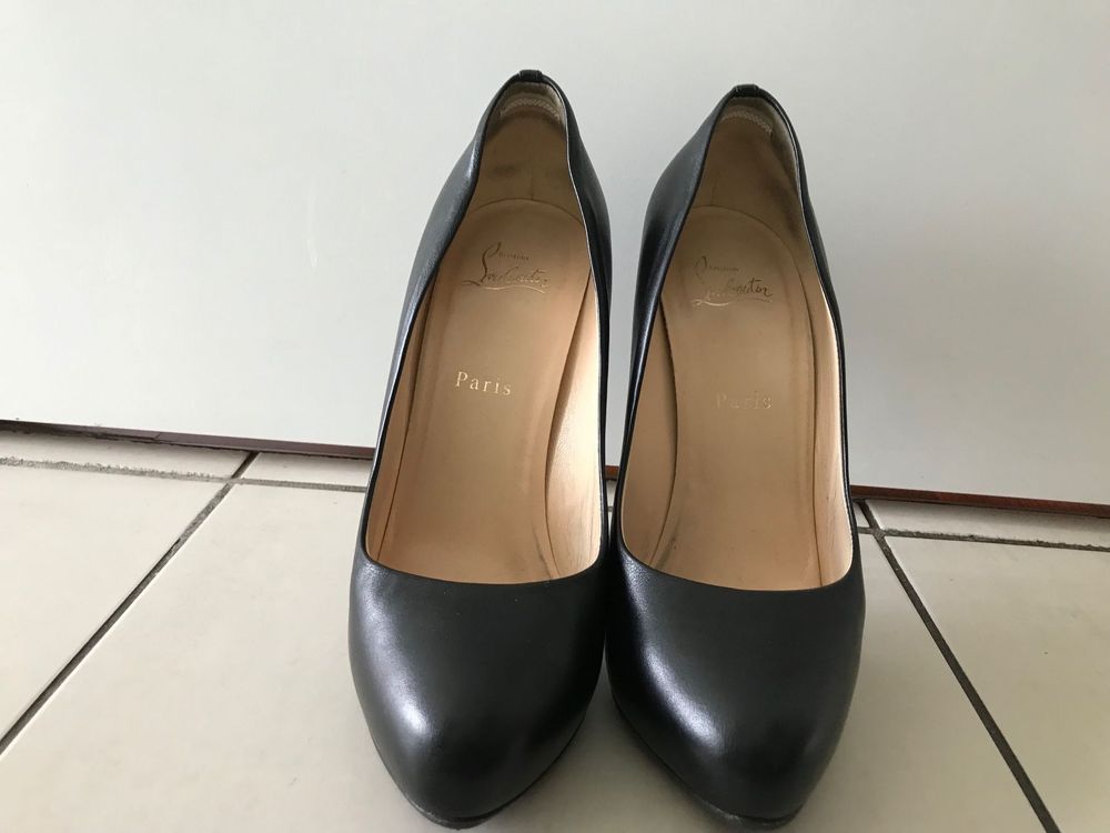 Escarpins Christian Louboutin Big Stack / Big Lips - Taille 39 Noir - Occasion Très Bon état