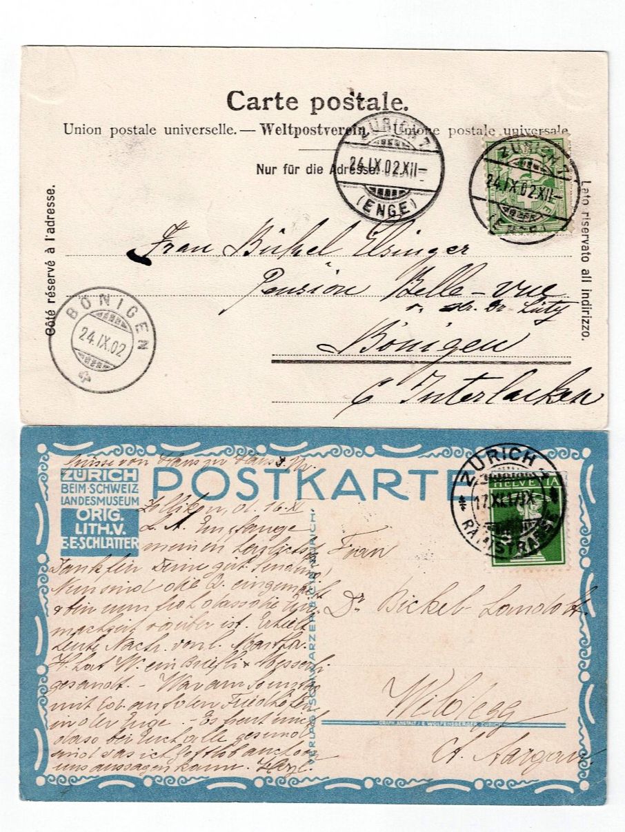 Cartoline postali: Schweiz, 10 Ansichtskarten von Zürich um 1900 – Usato da Hinteregg venduto da McCharly01 8