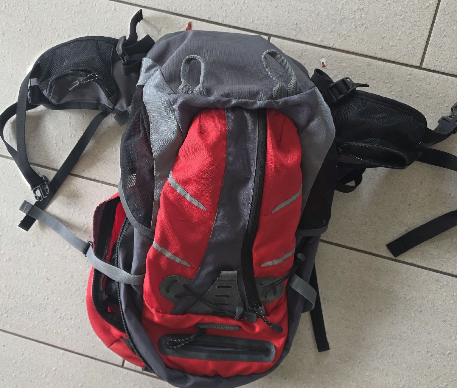 Rucksäcke: Rucksack rot-grau mit Hüftgurt – Gebraucht aus Diegten von Eube 2
