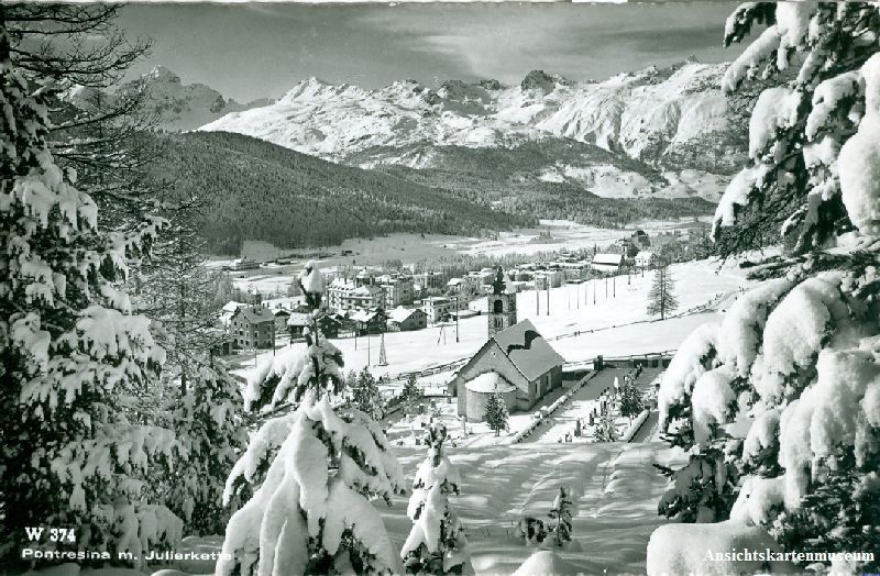 Cartoline postali: Pontresina - im Winter + ca. 1960 – Usato da Emmenbrücke venduto da teestube
