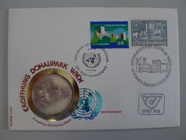 1979, Numisbrief: Eröffnung des Inter. Zentrums Wien +Silber