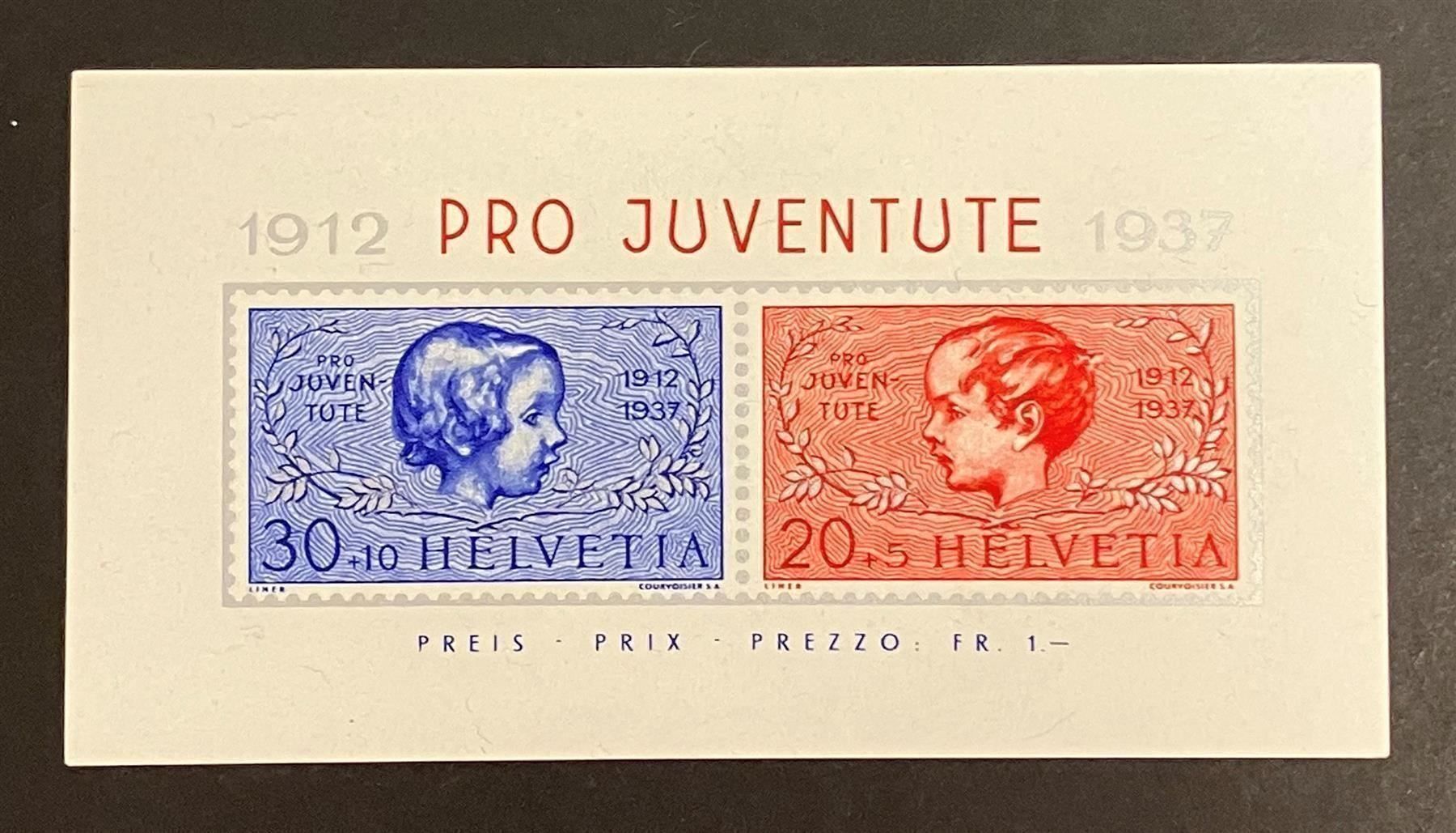 Tutti i francobolli: PRO JUVENTUTE BLOCK 1937** – Nuovo (secondo la descrizione) da Oberwil BL venduto da SALOB
