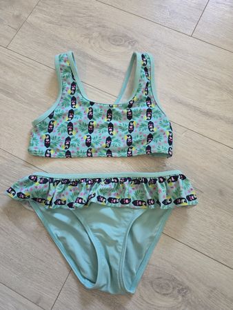 Sommerlicher Mädchen Bikini mit Tukan Muster, Gr 122