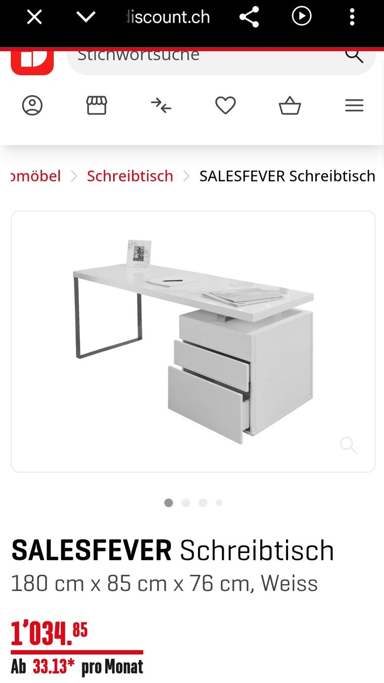 Schreibtische: Weisser massiver Schreibtisch – Gebraucht aus Rütihof von Mariowuhu
