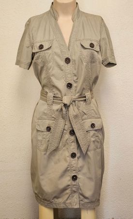 GreenHouse Damen Safari Kleid Beige Gr. 40 – 100% Baumwolle 