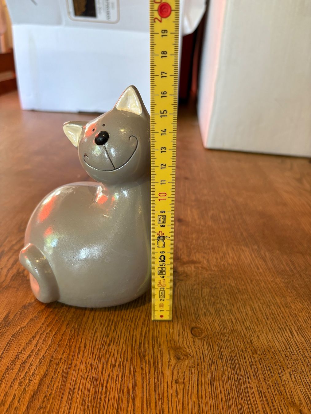 Statuette: Keramik Katze Deko Figur grau – Usato da Basel venduto da Tierschutz-Flohmi 4