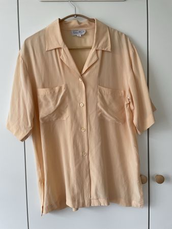 Gina Monti Seidenbluse kurzarm apricot Gr M 100% Seide 