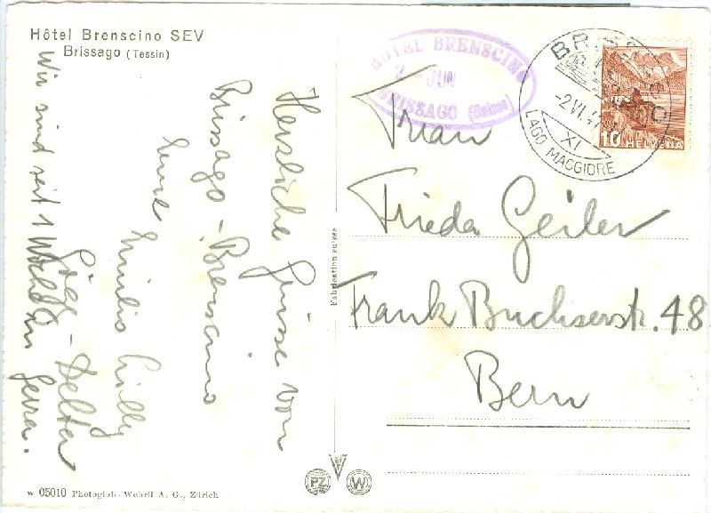 Ansichtskarten: Brenscino - Brissago + 1947 – Gebraucht aus Emmenbrücke von teestube 1