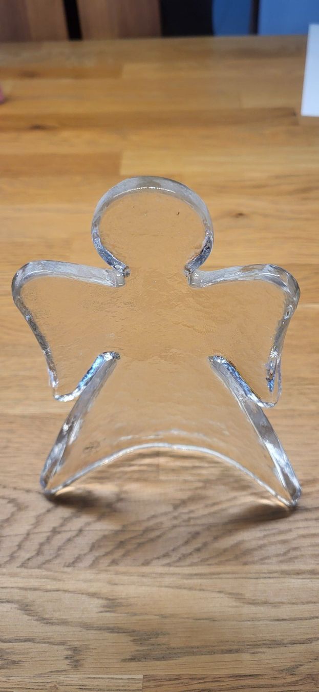 Glasi Hergiswil Figuren: Glasengel mit Kerzenhalter Glasi Hergiswil – Gebraucht aus Volketswil von Kandelaber 1