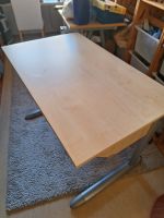 Schreibtisch höhenverstellbar neigbar Holz hell