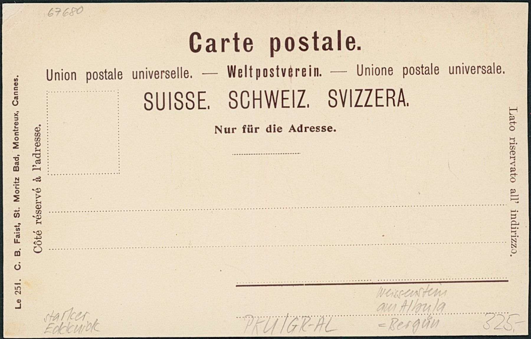 Cartoline postali: GR Weissenstein - Post - Postkutsche - Albula Pass - Bergün – Nuovo (secondo la descrizione) da Schindellegi venduto da masutka7 1