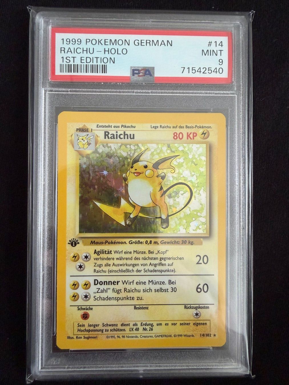 Pokémon Carte collezionabili: PSA 9 Raichu 14/102 Basis Set 1. Edition Deutsch – Usato da Würenlos venduto da mbumech