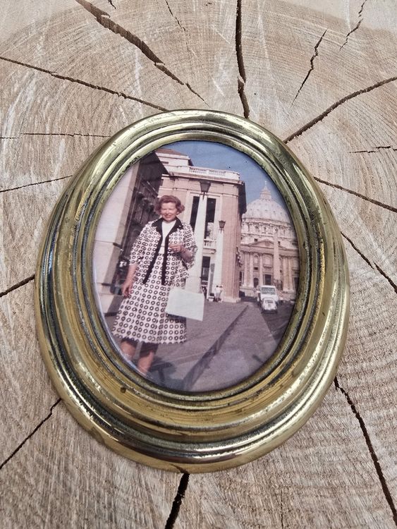 Vintage Bilderrahmen Rund 10x10 Cm – Antiker Designrahmen Mit Glasfront In Bronze