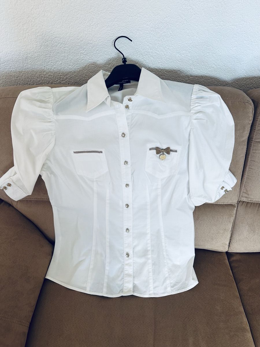 Camicette: Camicia donna Roccobarocco bianca maniche a sbuffo IT 48 – Usato da Cureglia venduto da myr_9v25