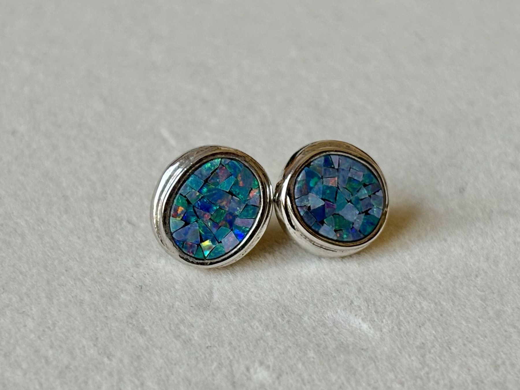 Orecchini pendenti & Orecchini a lobo: Opal-Mosaik Ohrstecker, Silber 925 – Nuovo (secondo la descrizione) da Brugg AG venduto da lau_9rvy 5