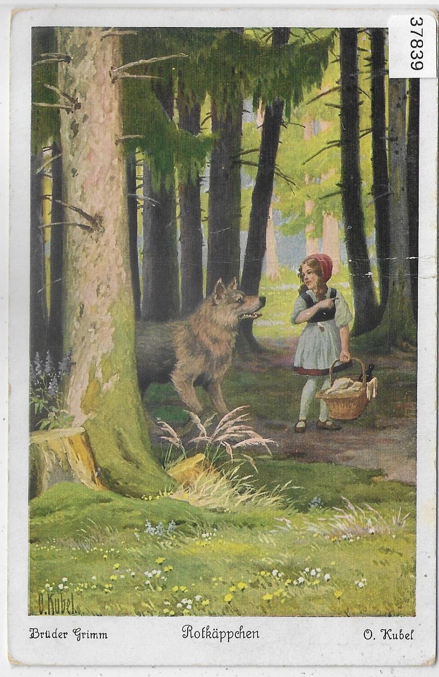 Cartoline postali: Märchen Brüder Grimm - Rotkäppchen - O. Kubel – Difettoso da Ettingen venduto da Kartenplanet