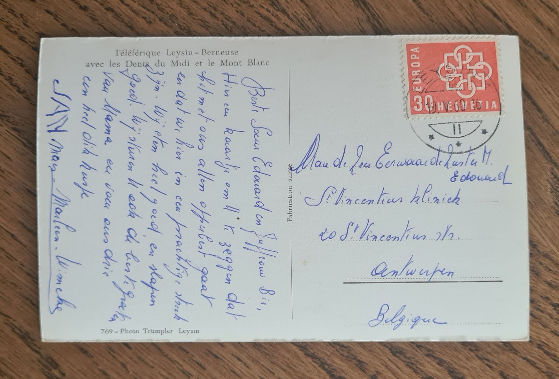 Ansichtskarten: Téleférique Leysin-Berneuse  1960 – Gebraucht aus Ebikon von Donar50 2