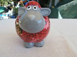 kleine Spardose/Kässeli "rotes Schaf blumig" Pomme Pidou