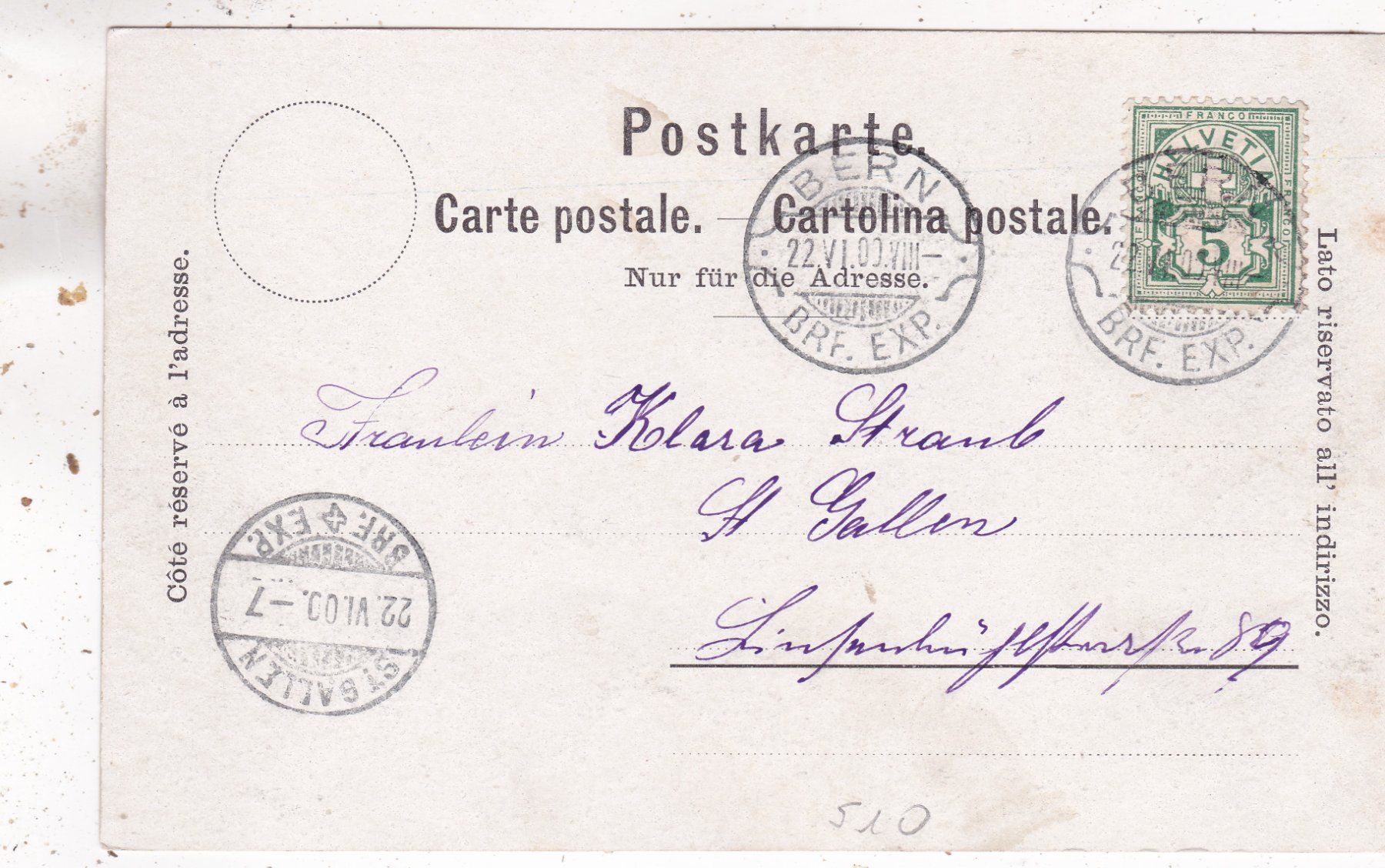 Cartoline postali: Bern Kornhausbrücke Aarethal 1900 – Usato da Herisau venduto da Lisegrat2008 1