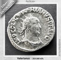 Antike römische Silbermünze / Valerianus / 255-256 nCh.