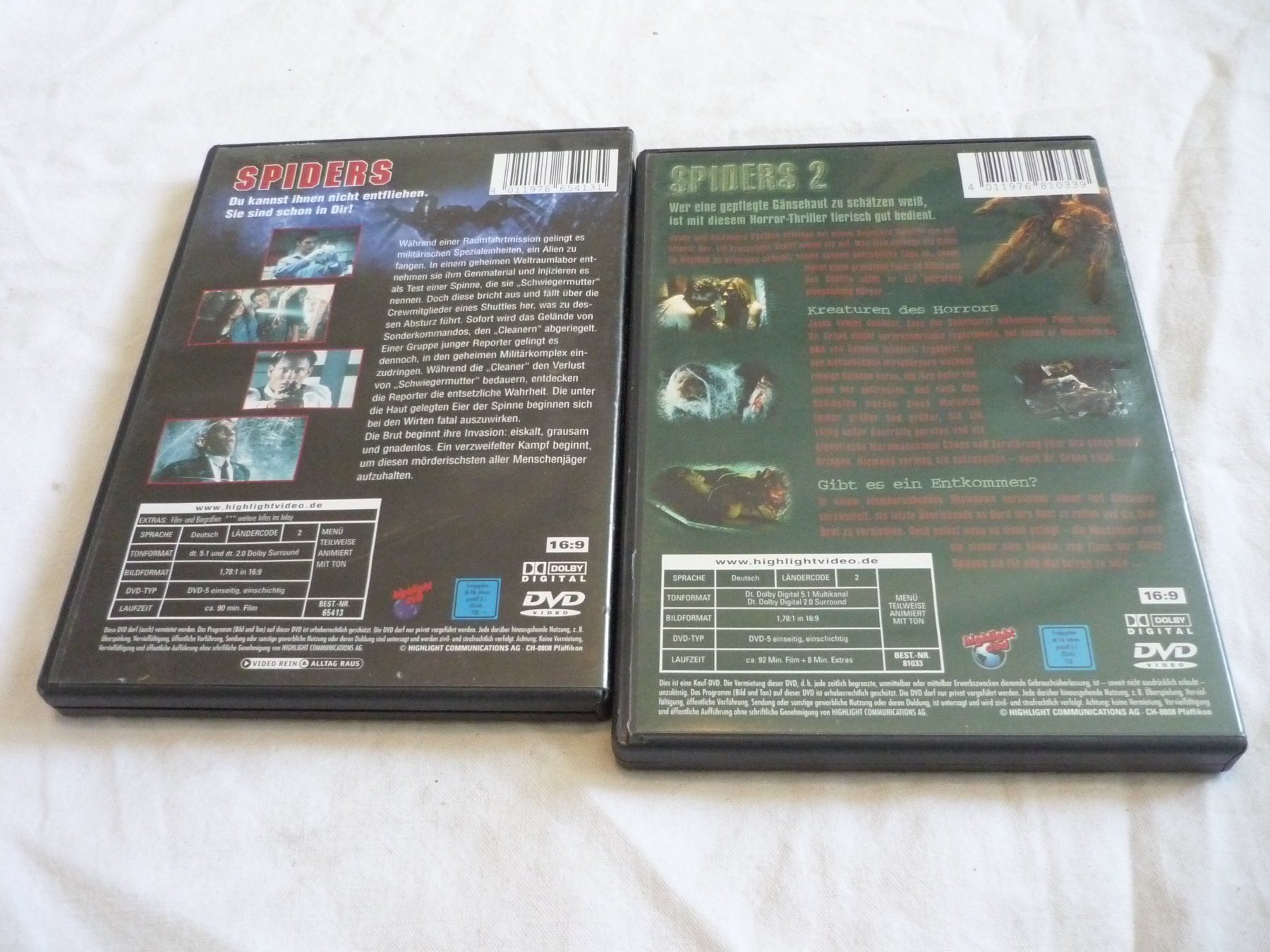 Alle DVDs: 2x DVD Horror - Spiders 1 + 2 – Gebraucht aus Beringen von zzRegal 2