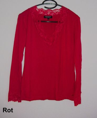 Stretch -Shirt mit Spitzen, Rot, Gr. L * MORGAN *