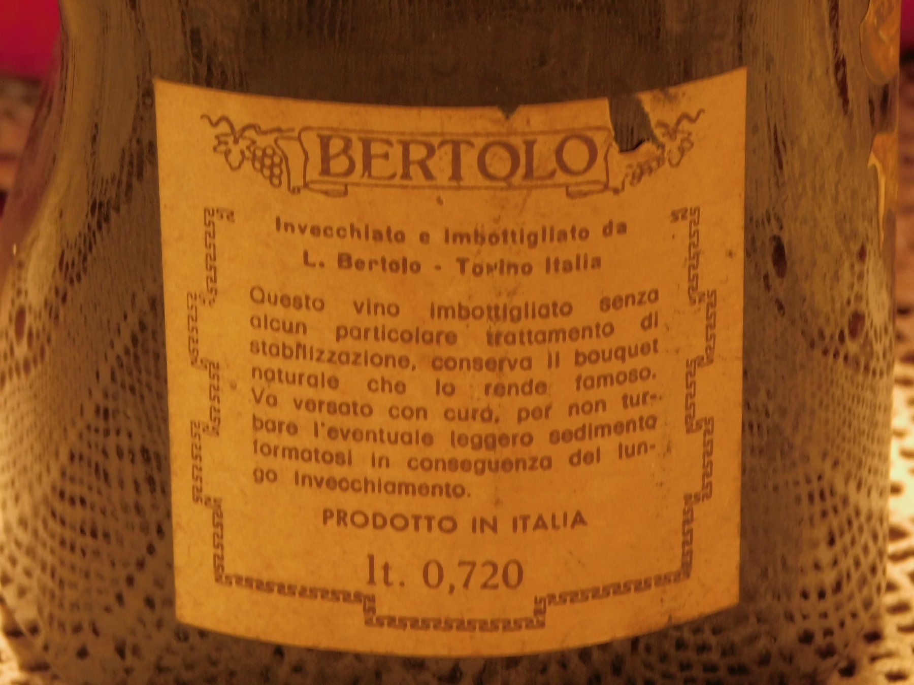Vino: Rar Ghemme 1973er - L.Bertolo – Nuovo (secondo la descrizione) da Emmenbrücke venduto da Ulisse-22 4