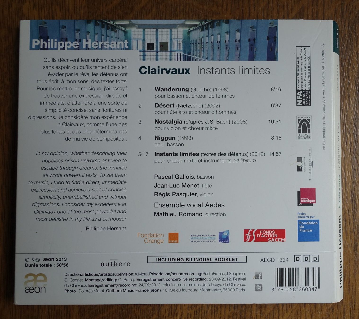 CD: Philippe Hersant – Clairvaux - Instants Limites - D2 – Usato da Sessa venduto da discoverymedia 1
