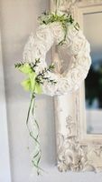 Kranz Deko Weiss Grün Geschenk Papierrose Türkranz Rosen