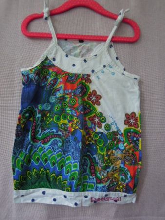 Gr. 110 116 DESIGUAL Shirt  L47cm weiss bunt  BLICKFANG !