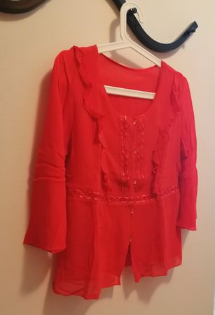 Lovely red blouse 100% silk, size XL, perfect for summer day