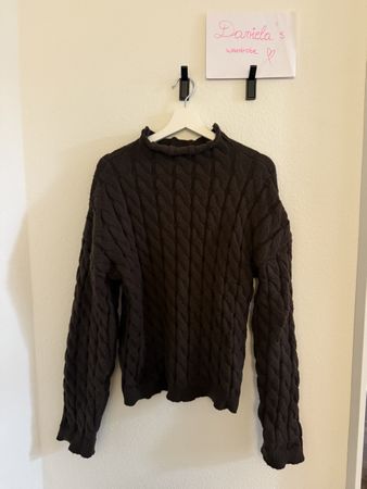 Damen Pullover Zopfmuster dunkelbraun guter Zustand