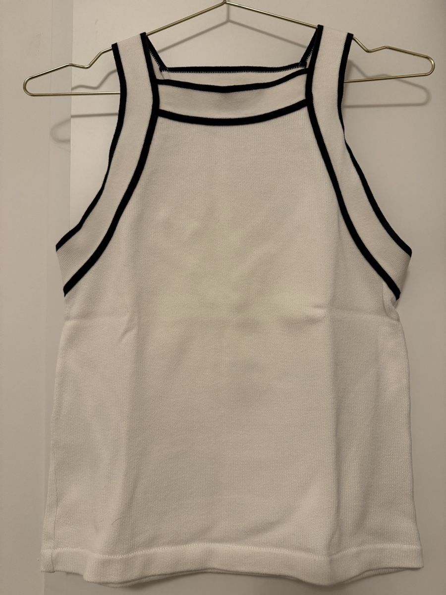 Massimo Dutti Top: Massimo Dutti Top, weiss mit schwarzen Details, Gr. S – Usato da Perlen venduto da b.b10