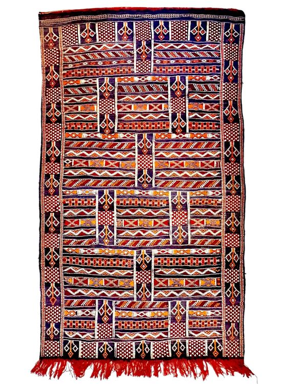 Grand Tapis Kilim Laine Tissé Main 245x176 Cm, Multicolore, Style Ancien