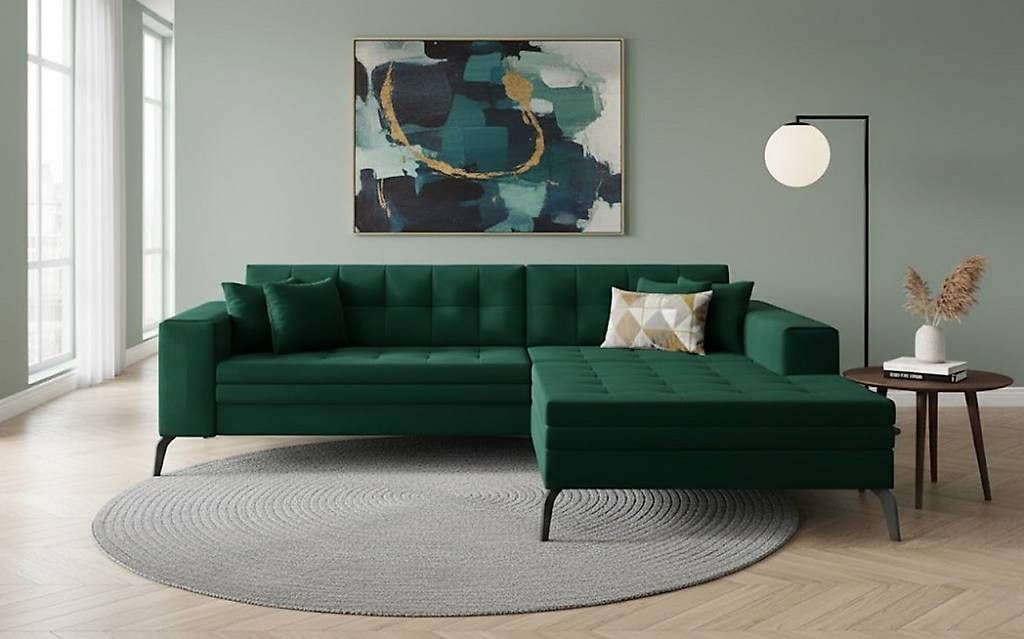 Sofas: Design Ecksofa Schlafsofa mit Bettfunktion in Grün – D'occasion à Zug par jvmoebel-schweiz 3