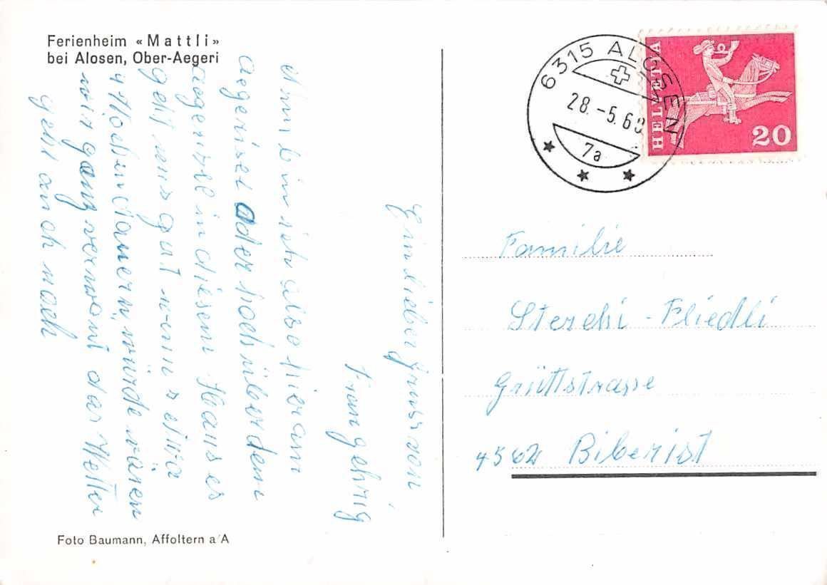 Cartoline postali: ALOSEN ZG 1966 – Usato da Winterthur venduto da SchatzchischtliWinti 1