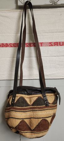 Vintage Ethno Schultertasche Gewebt mit Leder Boho