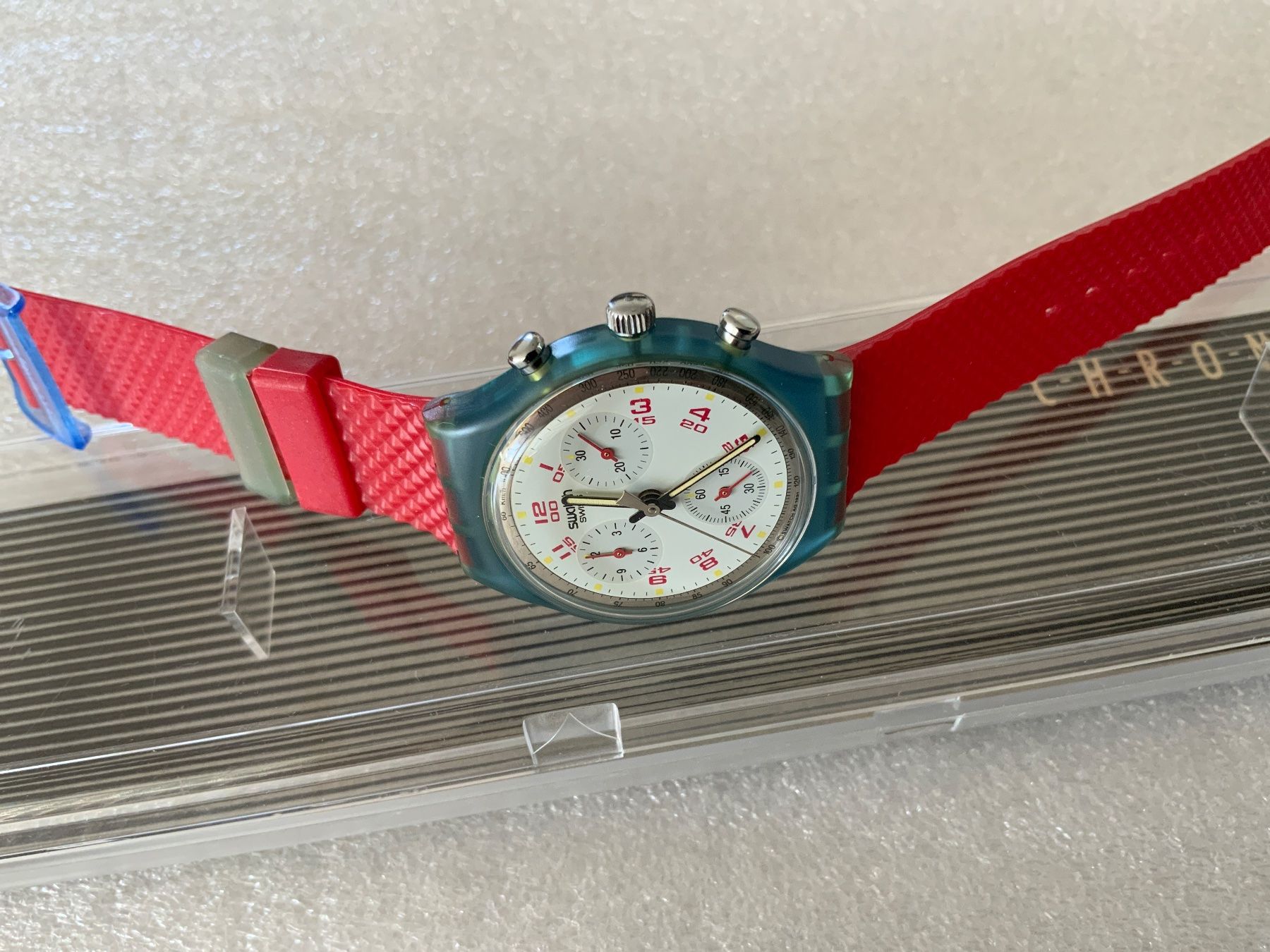 Swatch Orologi: JFK Swatch CHRONO ★ ungetragen - VINTAGE – Nuovo e nell'imballaggio originale da Wettswil venduto da rotonda