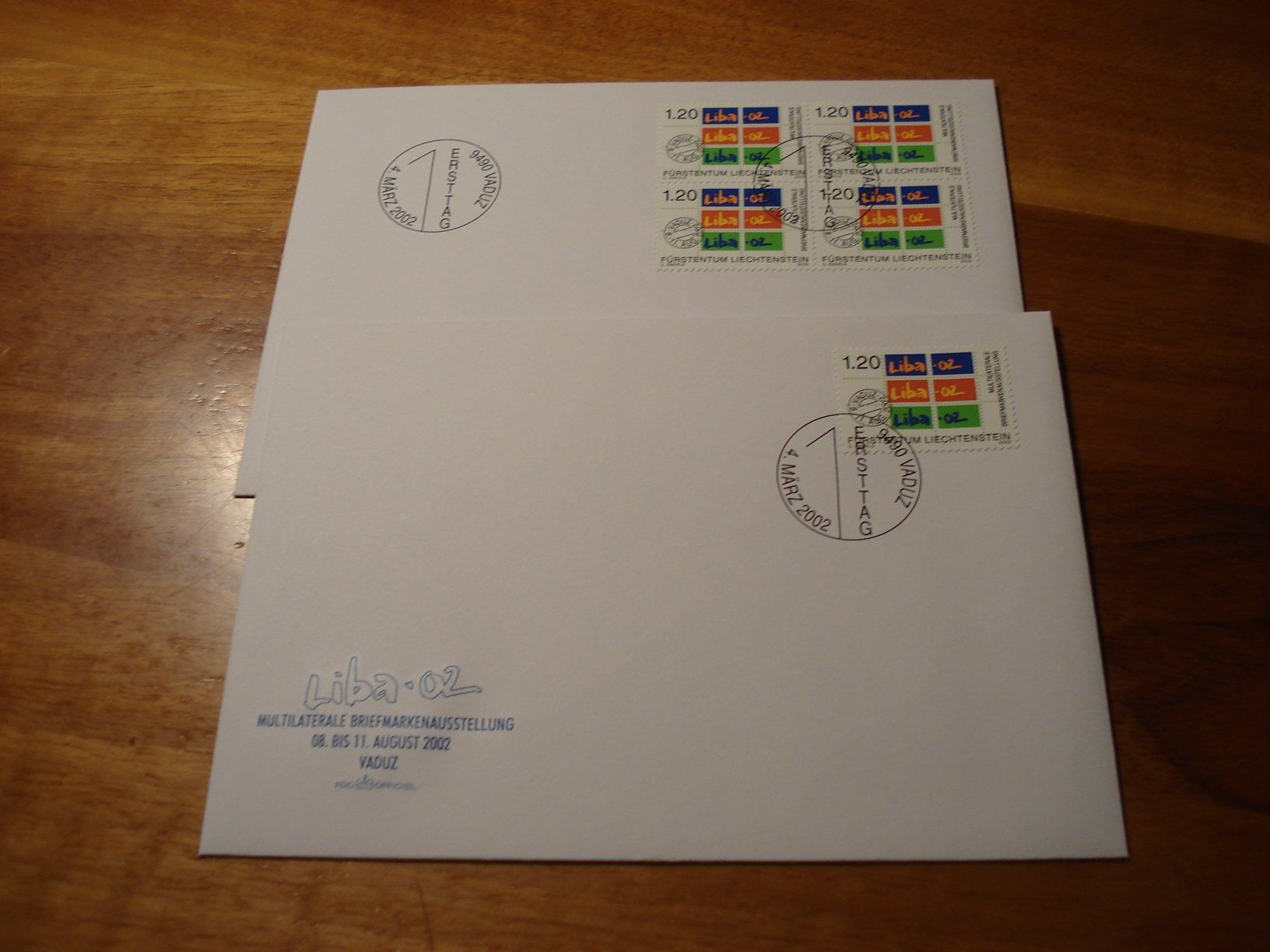 Alle Briefmarken: Liechtenstein 2002, Marke LIBA'02, Einzel + 4erblockaaaaaaaa – Gebraucht aus Niederwil AG von morostahu 1