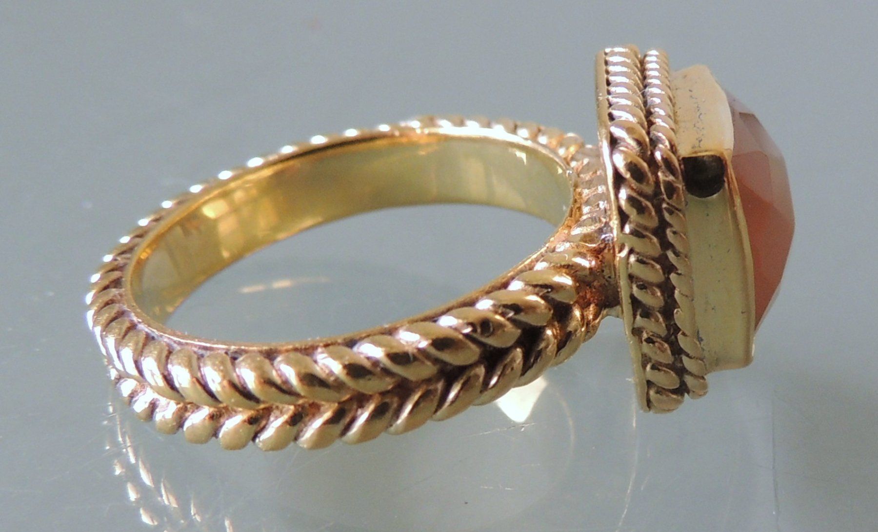 Anelli: Vergoldeter Silber 925 Fingerring Mondstein Gr. 56 – Usato da Waldenburg venduto da schaller707 6