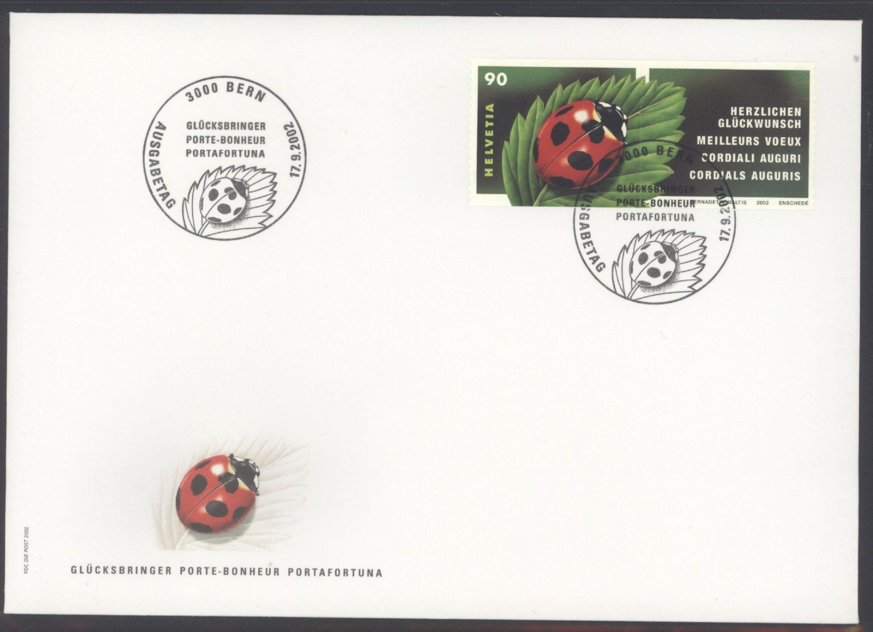 Tutti i francobolli: 2002, FDC, Sondermarke Glücksbringer – Usato da Willisau venduto da Vollstempel