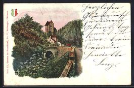 Künstler-AK Valangin, Chateaux, Wappen