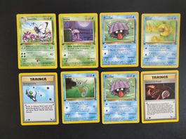 Pokemon 1. Edition Karten aus dem Fossil und Dschungel Set
