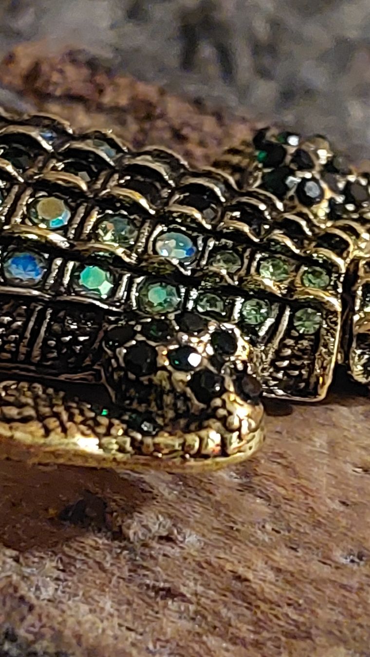 Broches & Aiguilles: Grosse Krokodil Brosche mit Strass - 14 cm – Neuf (Voir description) à Oberwil BL par Hunajakakku 6