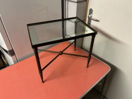Alter Beistelltisch Messing Glasplatte 40x30cm 