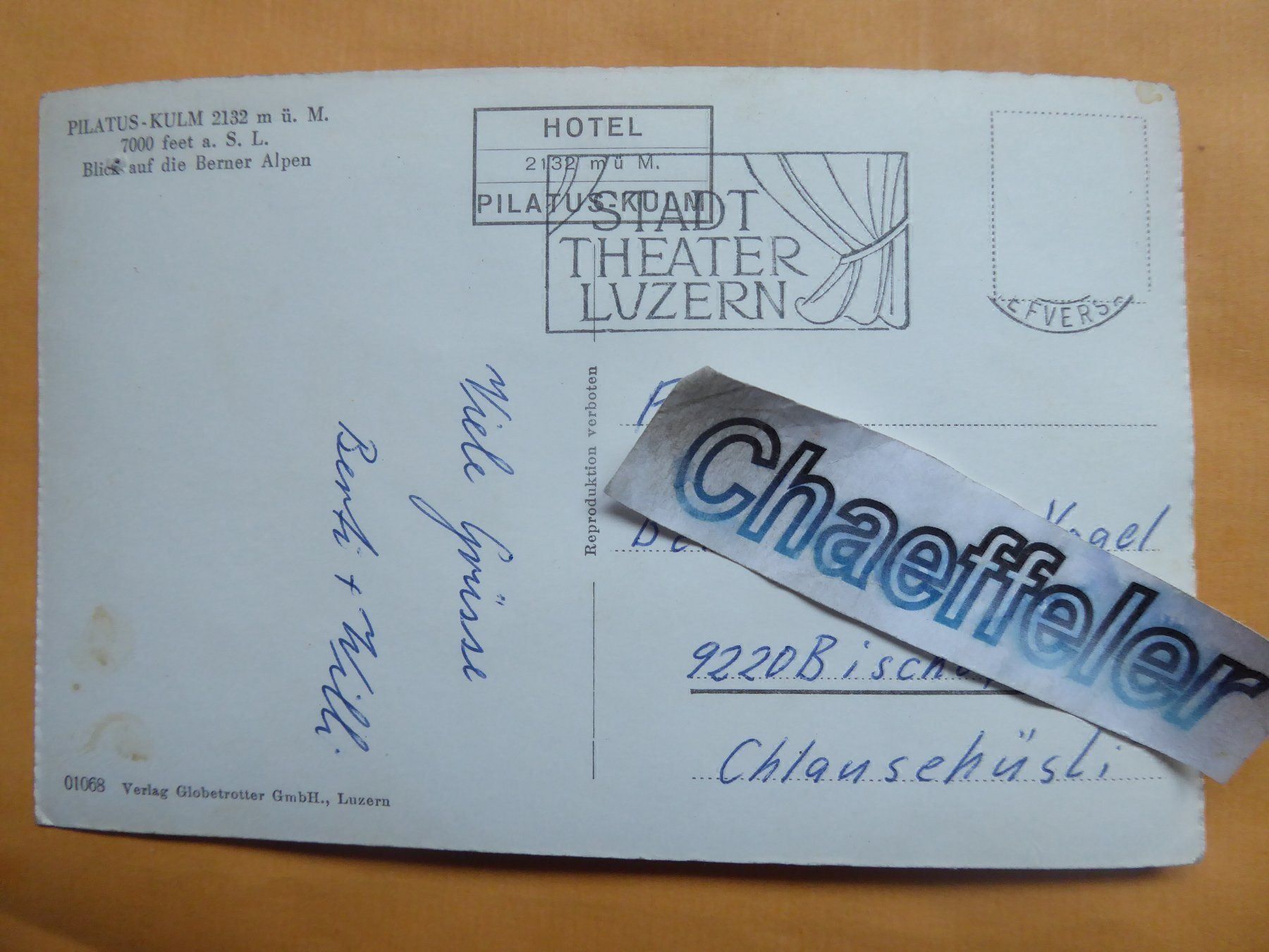 Cartoline postali: Pilatus Kulm – Usato da Zürich venduto da Chaeffeler 1