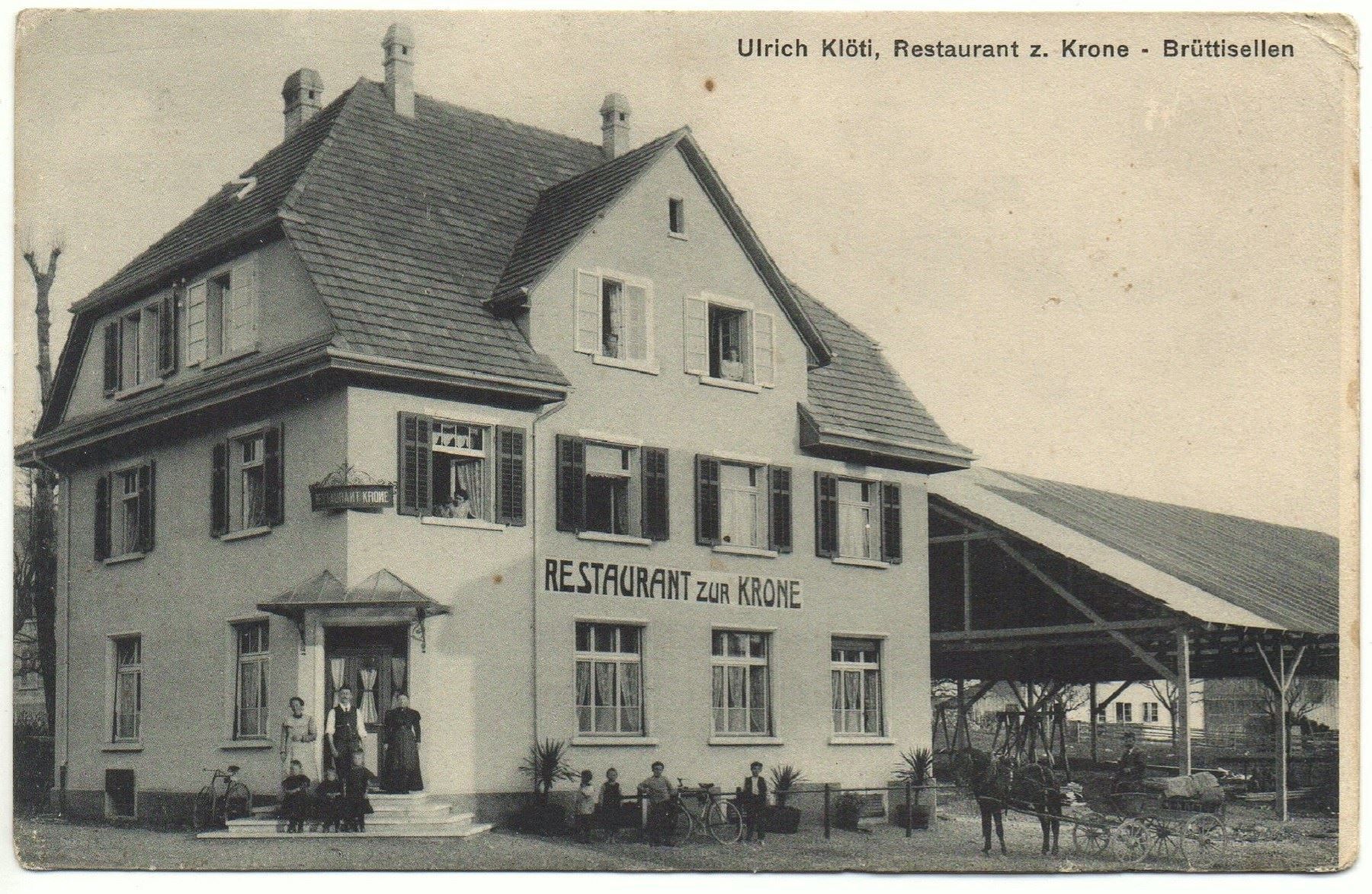 Cartoline postali: BRÜTTISELLEN Restaurant z. Krone - Pferde-Kutsche – Usato da Jona venduto da philajona