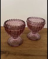 2x Glas Eierbecher altrosa 