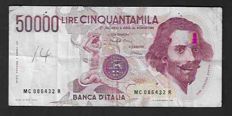 Banconote: Italien   -   50.000  Lire  Gebraucht – Usato da Gordola venduto da coinsandnotes